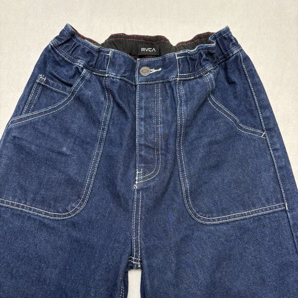 RVCA x Pac Sun Scrunchie High Waisted Jeans Blue Denim Pants Size XS Dark Indigo - Picture 4 of 15